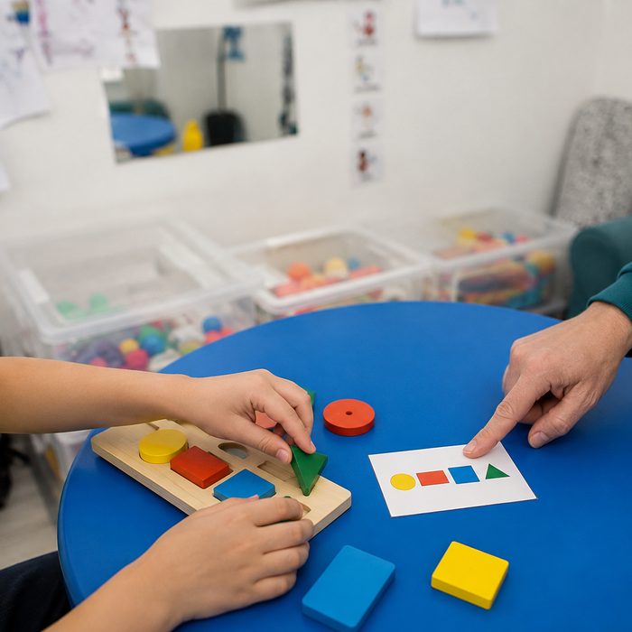 Sesión de evaluación con material estructurado