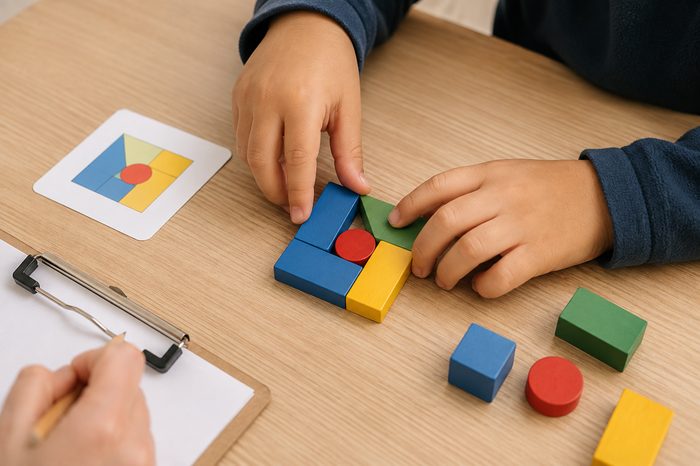 Evaluación cognitiva con bloques de colores
