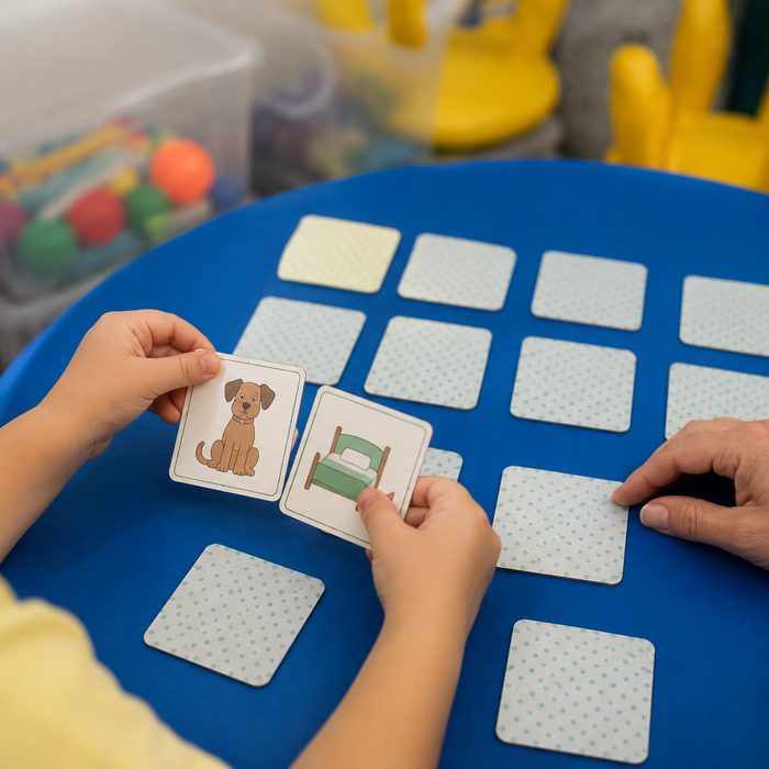 Juego de memoria en sesión de psicología infantil
