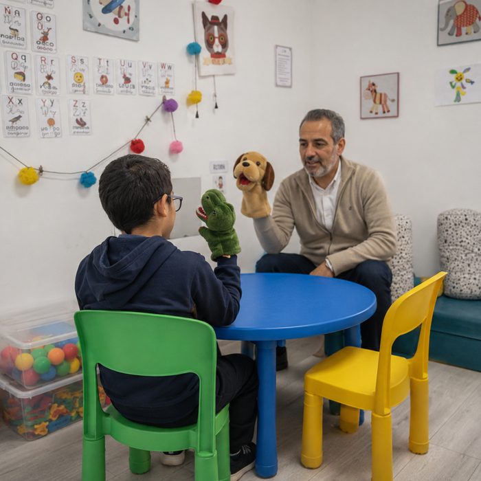 Sesión con títeres en psicología infantil